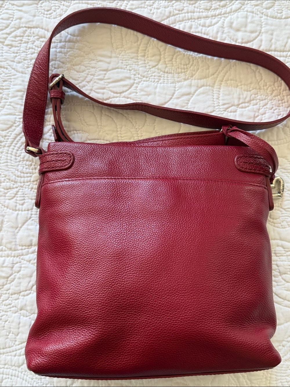 Brighton Deep Red Leather Studded Crossbody - Picture 4 of 6
